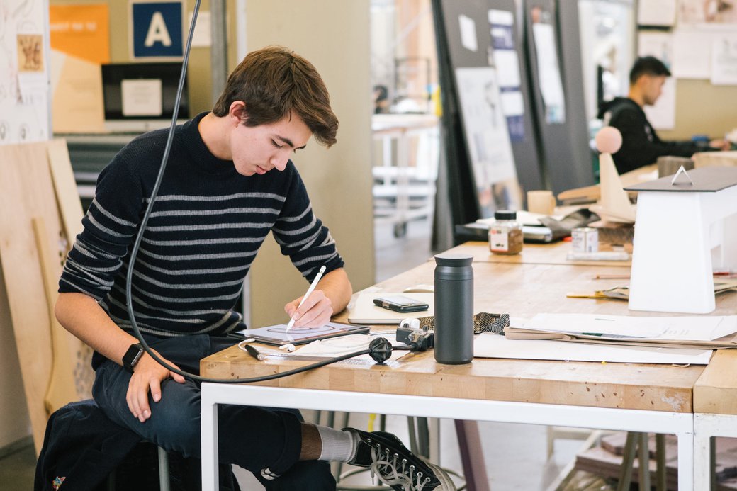 Student working in the MFA design studios