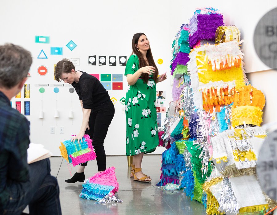 An MFA Design student presenting her Thesis project