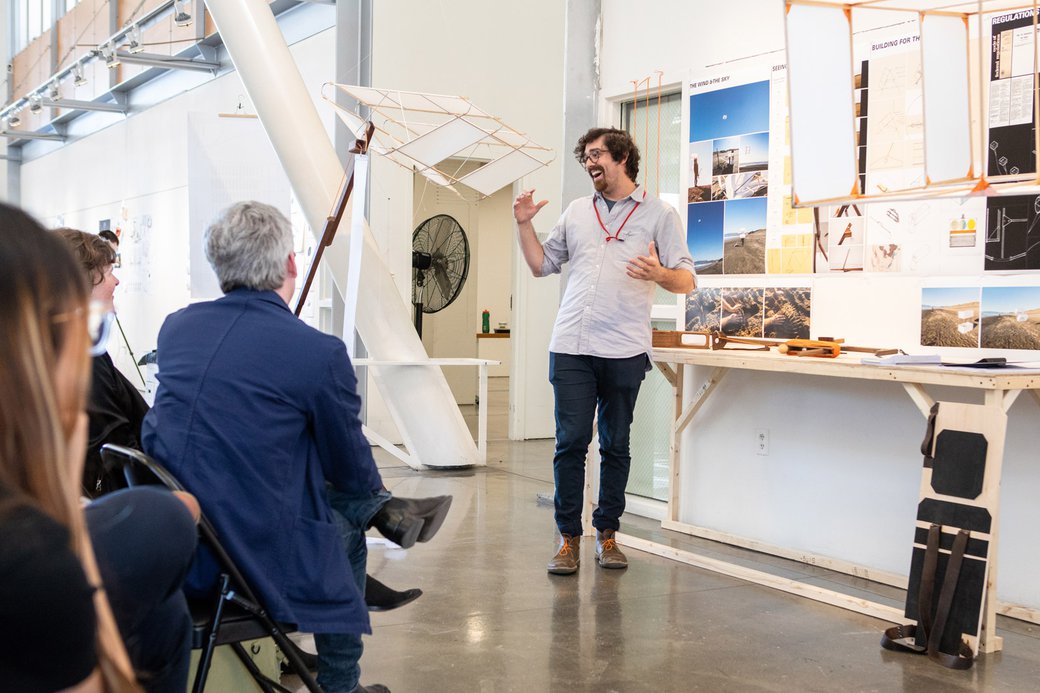 An MFA Design student presents his thesis project.