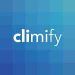 Climify logo on a blue background
