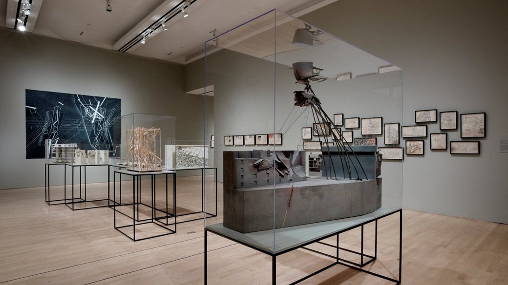 Lebbeus Woods drawings and models on view at SFMOMA. Photo by Matthew Millman.