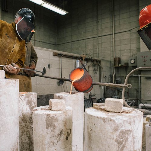 We’re one of the few colleges in the U.S. that still has a traditional foundry for casting bronze, aluminum, iron, pewter, and other metals.