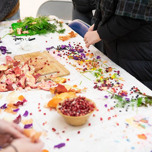 Nature will always be a source of inspiration—and material. Here are students creating natural dyes from the campus garden.