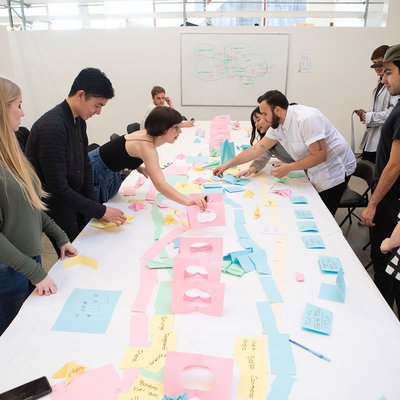 Assistant Professor Juan Carlos Rodriguez Rivera (center) teaches his Decolonization & Design course in 2019.