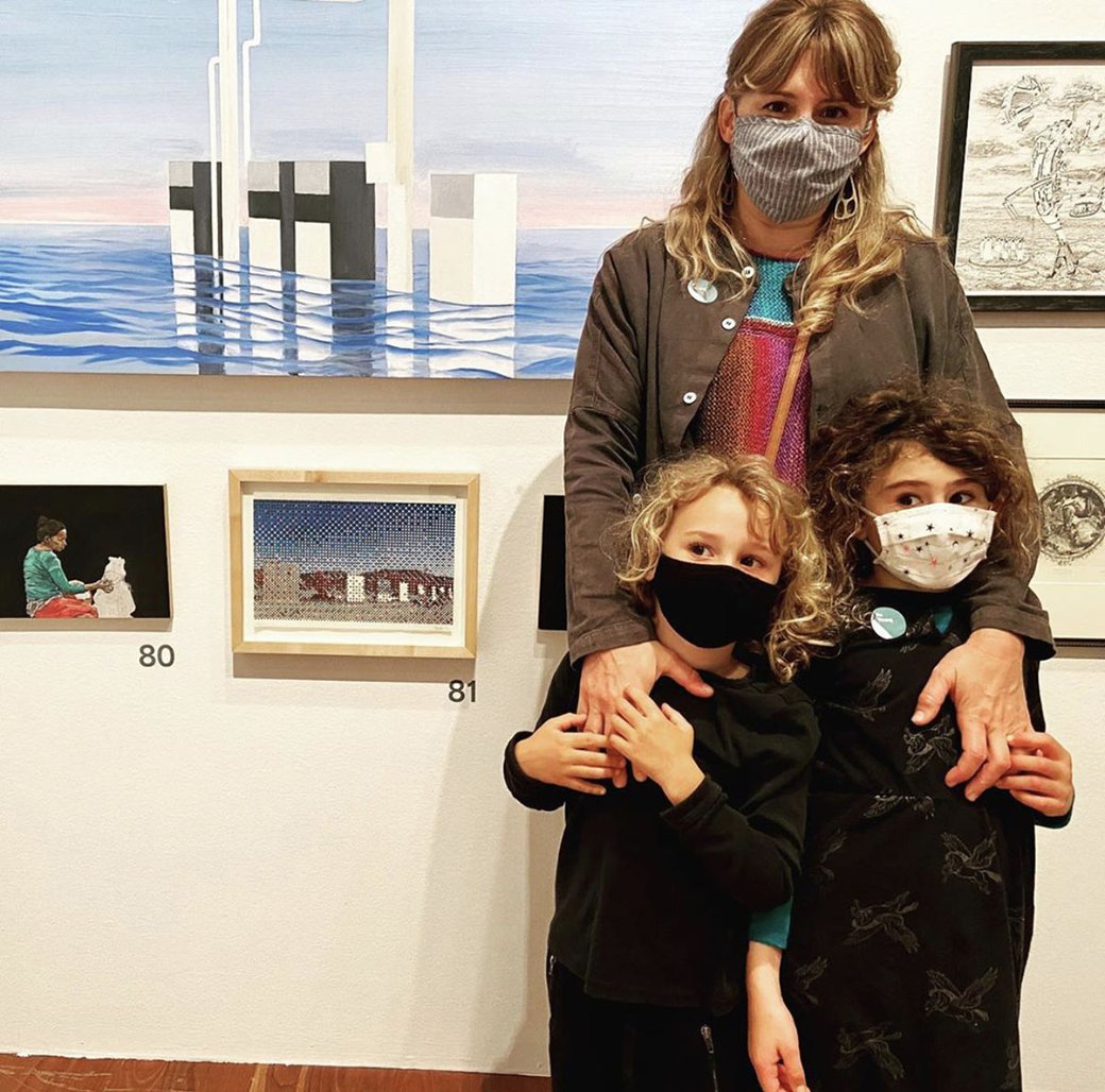 Rebecca Foster and her children at the de Young Open.