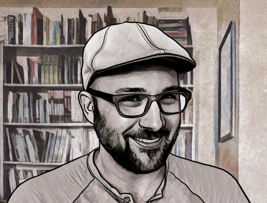 Illustrated portrait of Matt Silady.