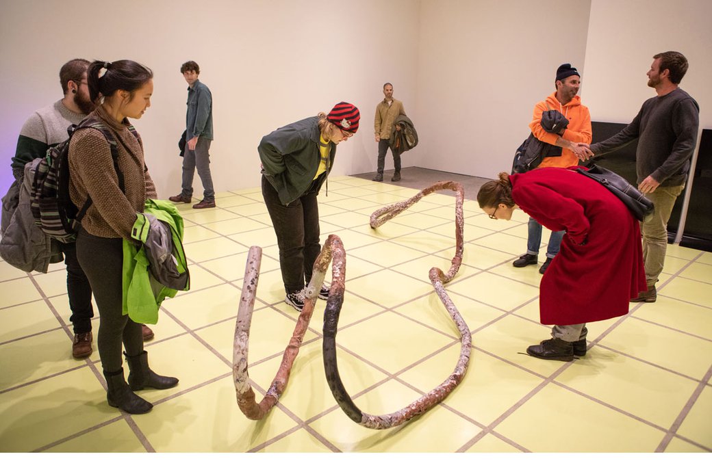 Peter Simenski's sculpture students take a tour of Wattis