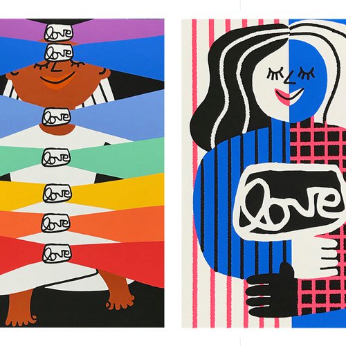Alexandra Grant (MFA Painting + Drawing 2000), grantLOVE x Cachetejack, 2020. Suite of 4 screenprints, 16.5 x 11.7 inches each. Edition 14/100.