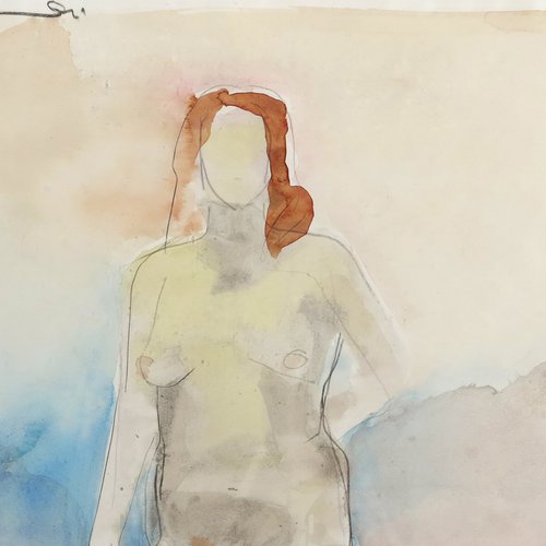 Manuel Neri (Alum 1956), Ink Figure Study VI, 1971. Water based pigment and graphite on paper, 12 x 18 inches, 28 ½ x 33 inches framed.