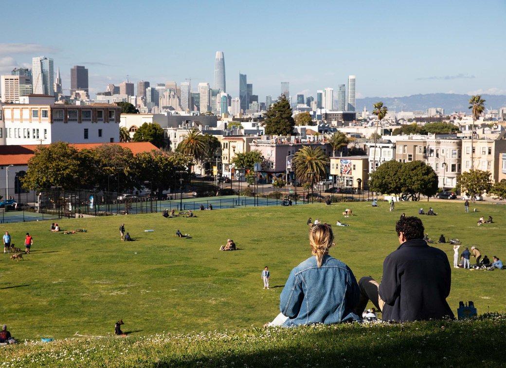 View of downtown San Francisco from Delores Park.