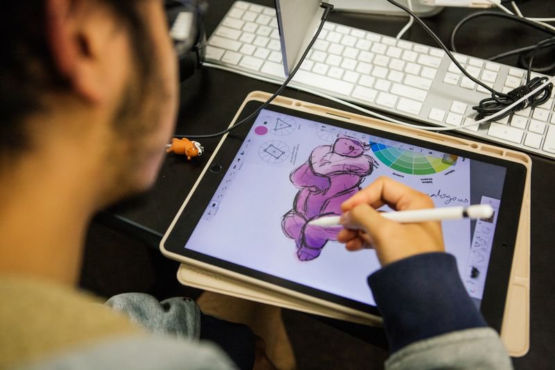 CCA student using digital animation program to design work