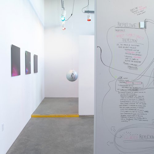 Fiona Ball, Naz Cuguoglu, Yomna Osman, Orly Vermes., Exhibition: "DISCODAZE // Side A: Look under the ground, glitter is pouring from the ugly holes" February 22 - April 26, 2019 at CCA's Hubbell Street Galleries, featuring work by Nicole Fraser-Herron, Jonn Herschend, Jaime C. Knight, and Justin Nagle.