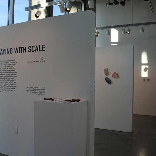 Leandra Burnett, Katherine Hamilton, Shaelyn Hanes, Youyou Ma, and Emily Markert.., Exhibition: "Playing with Scale" February 27–March 13, 2020 at CCA's Hubbell Street Galleries, featuring work by Enda Carty, Yan Wen Chang, Haley Gewandter, Katie Hector, Hannah Lee, Katie Levinson, Courtney Odell, Ahram Park, Emmaline Payette, John Robert Roy, Ebtihal Shedid, Gerald Wiggins.